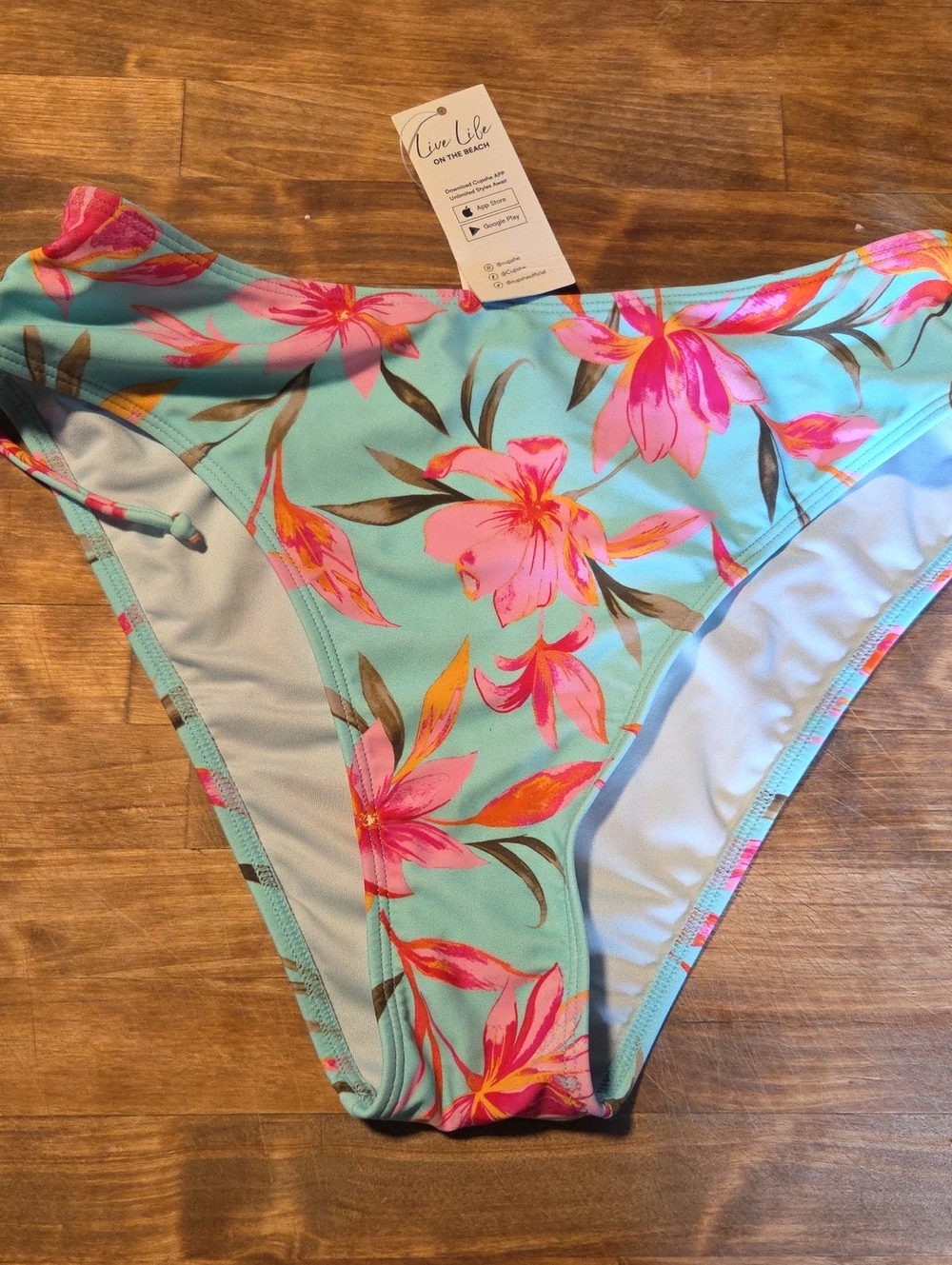 CUPSHE Women's Aqua Floral Bikini Bottom